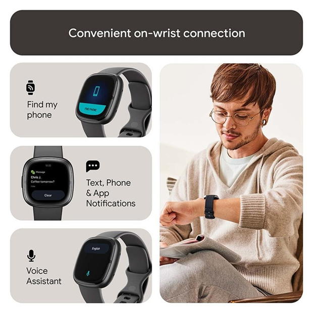 Electronics - Fitbit - Fitbit Sense 2 Smartwatch - Shadow Grey & Graphite