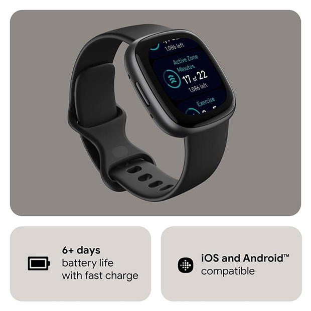 Electronics - Fitbit - Fitbit Versa 4 Smartwatch - Black & Graphite