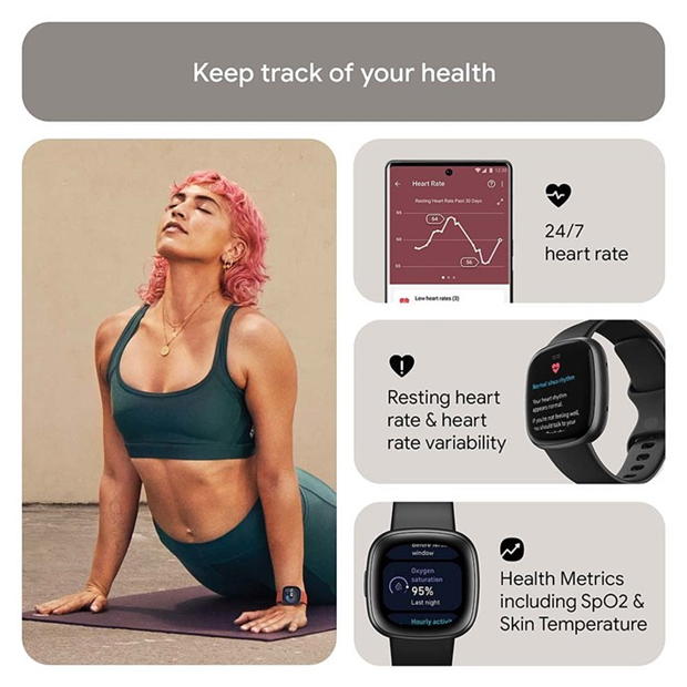 Electronics - Fitbit - Fitbit Versa 4 Smartwatch - Black & Graphite