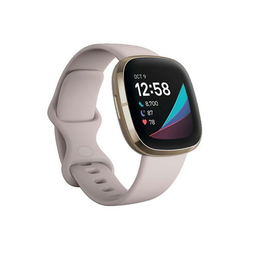 Fitbit - FitBit Sense Lunar White/Soft Gold