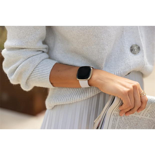 Electronics - Fitbit - FitBit Sense Lunar White/Soft Gold