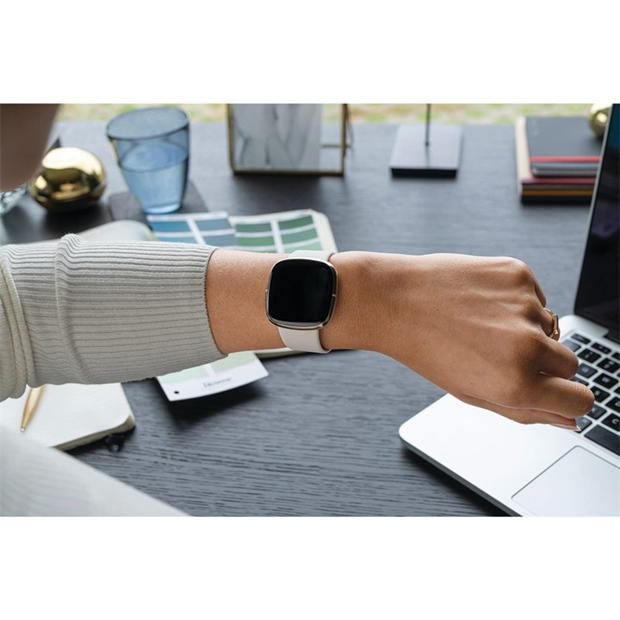 Electronics - Fitbit - FitBit Sense Lunar White/Soft Gold