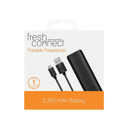 Fresh Connect - Fresh Connect 3350mA Powerbank - Black
