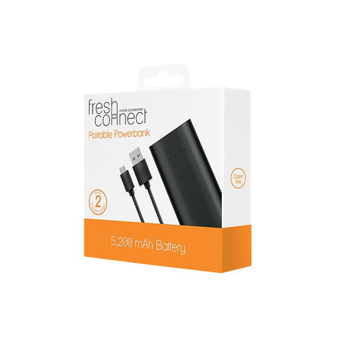 Fresh Connect - Fresh Connect 5200mA Powerbank - Black
