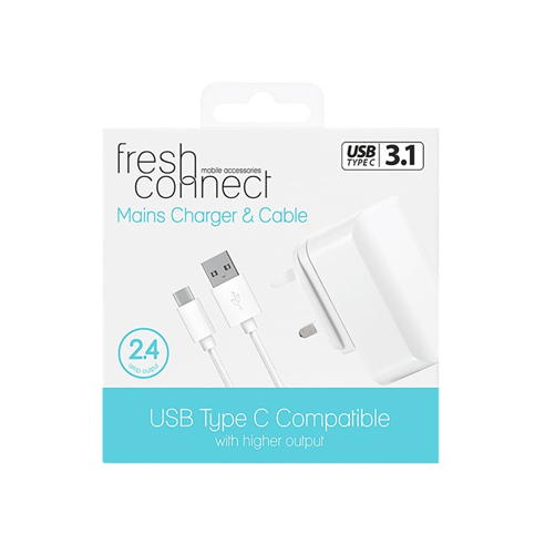 Fresh Connect - Fresh Connect Type C Mains 2.4 Amp - White