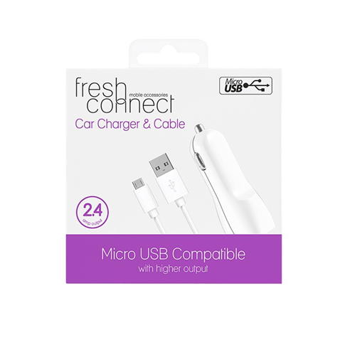 Fresh Connect - Fresh Connect Micro USB Car Charger 1 Amp - White