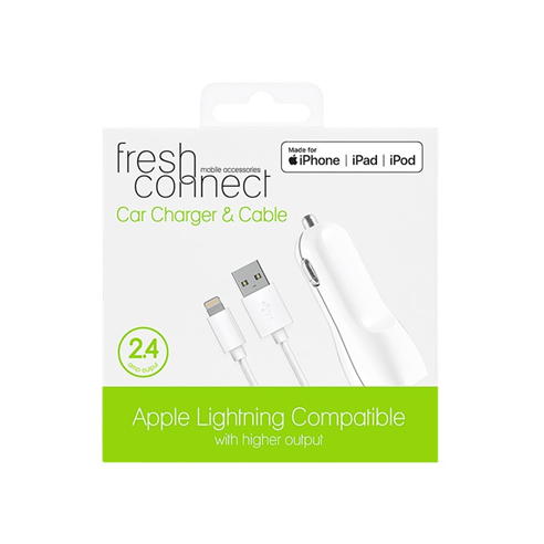 Fresh Connect - Fresh Connect Lightning Car Charger 2.4Amp - White
