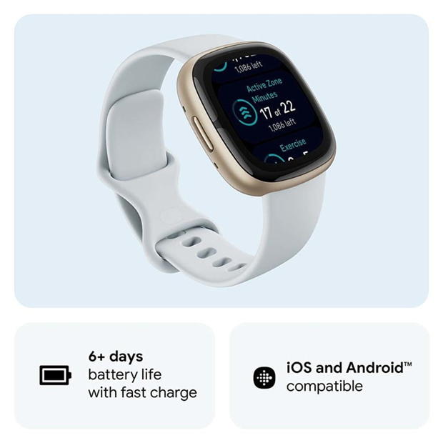 Electronics - Fitbit - Fitbit Sense 2 Smart Watch - Blue Mint & Soft Gold
