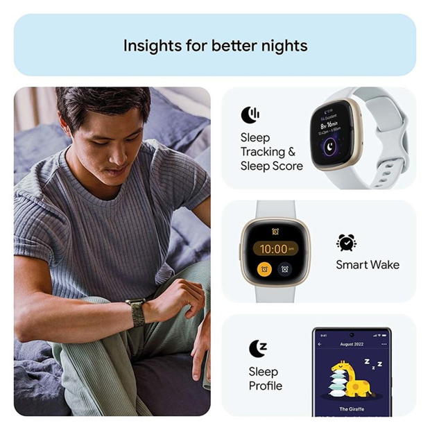 Electronics - Fitbit - Fitbit Sense 2 Smart Watch - Blue Mint & Soft Gold
