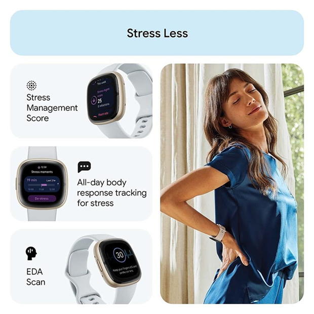 Electronics - Fitbit - Fitbit Sense 2 Smart Watch - Blue Mint & Soft Gold