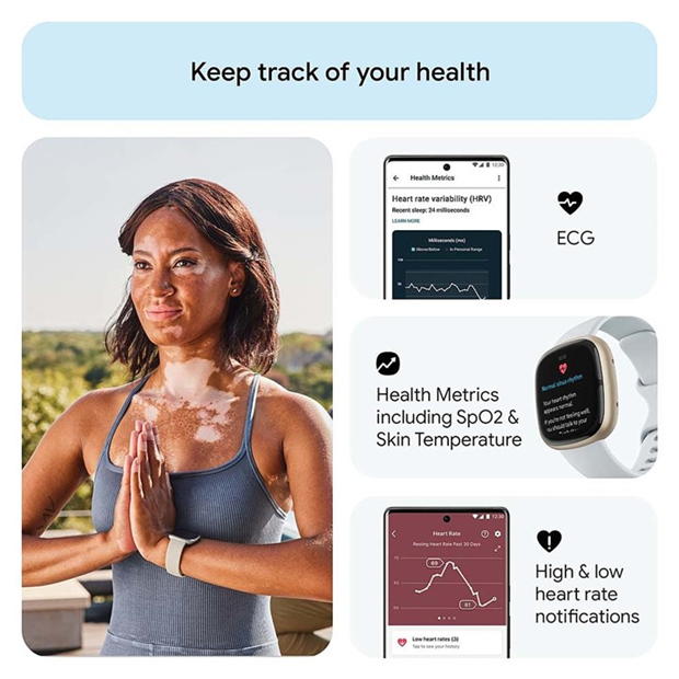 Electronics - Fitbit - Fitbit Sense 2 Smart Watch - Blue Mint & Soft Gold
