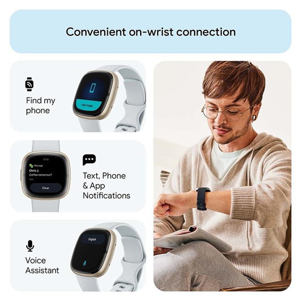 Electronics - Fitbit - Fitbit Sense 2 Smart Watch - Blue Mint & Soft Gold