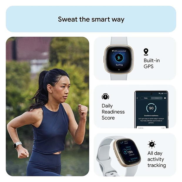 Electronics - Fitbit - Fitbit Sense 2 Smart Watch - Blue Mint & Soft Gold