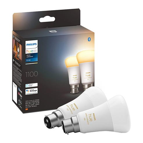 Philips Hue - Philips Hue White Ambiance 8W B22 2P