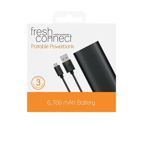 Fresh Connect - Fresh Connect 6700mA Powerbank - Black