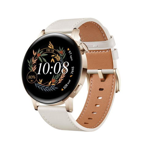 Huawei - Huawei Watch GT 3 42mm Gold - White Leather Strap
