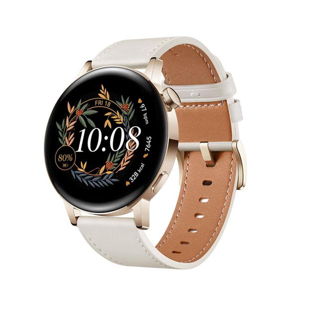 Huawei Watch GT 3 42mm Gold - White Leather Strap