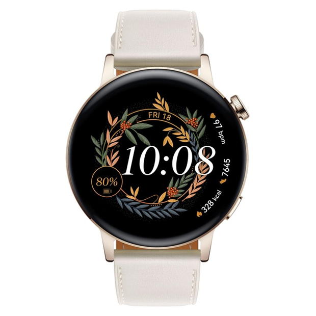 None - Huawei - Huawei Watch GT 3 42mm Gold - White Leather Strap