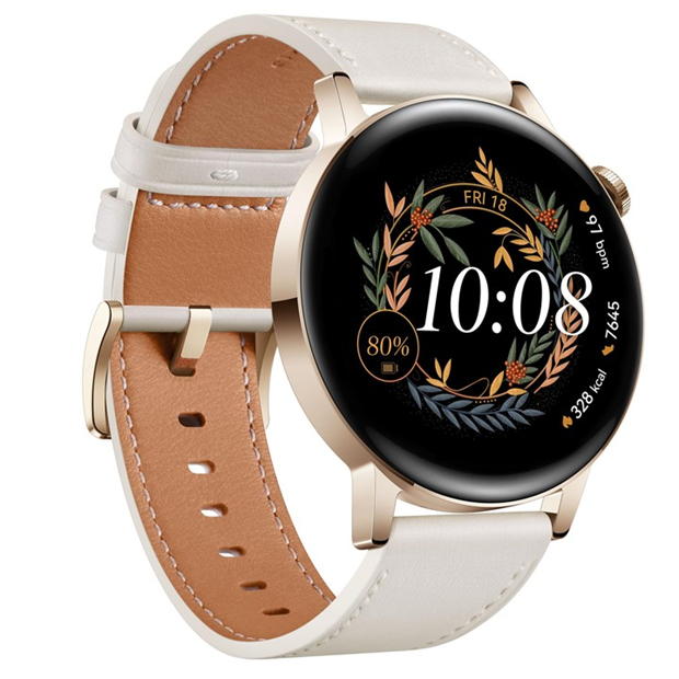 None - Huawei - Huawei Watch GT 3 42mm Gold - White Leather Strap